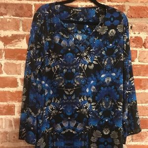Blue patterned blouse